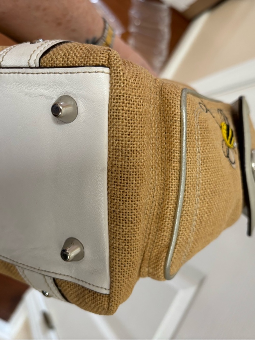 Coach VINTAGE Y2K LIMITED EDITION L053-9447 Straw Floral Bee/Butterfly Tote EUC - Picture 9 of 16